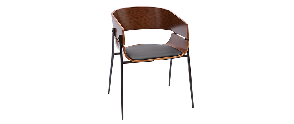 Chaise design noir et bois foncé WESS