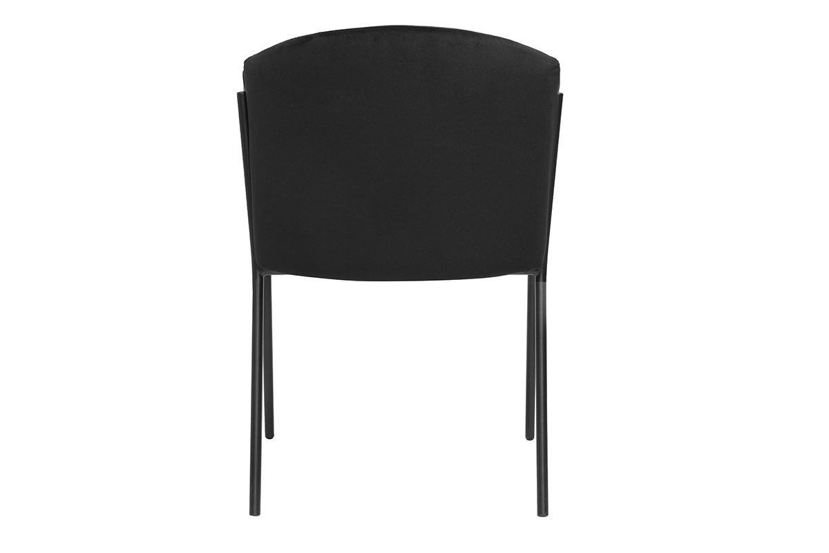 Chaise noire BRIANE en tissu velours avec structure en mtal, vue de dos.