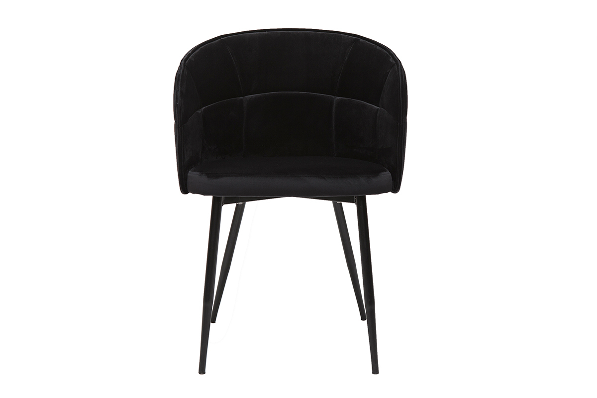 Chaise design noire en tissu velours et mtal JOLLY