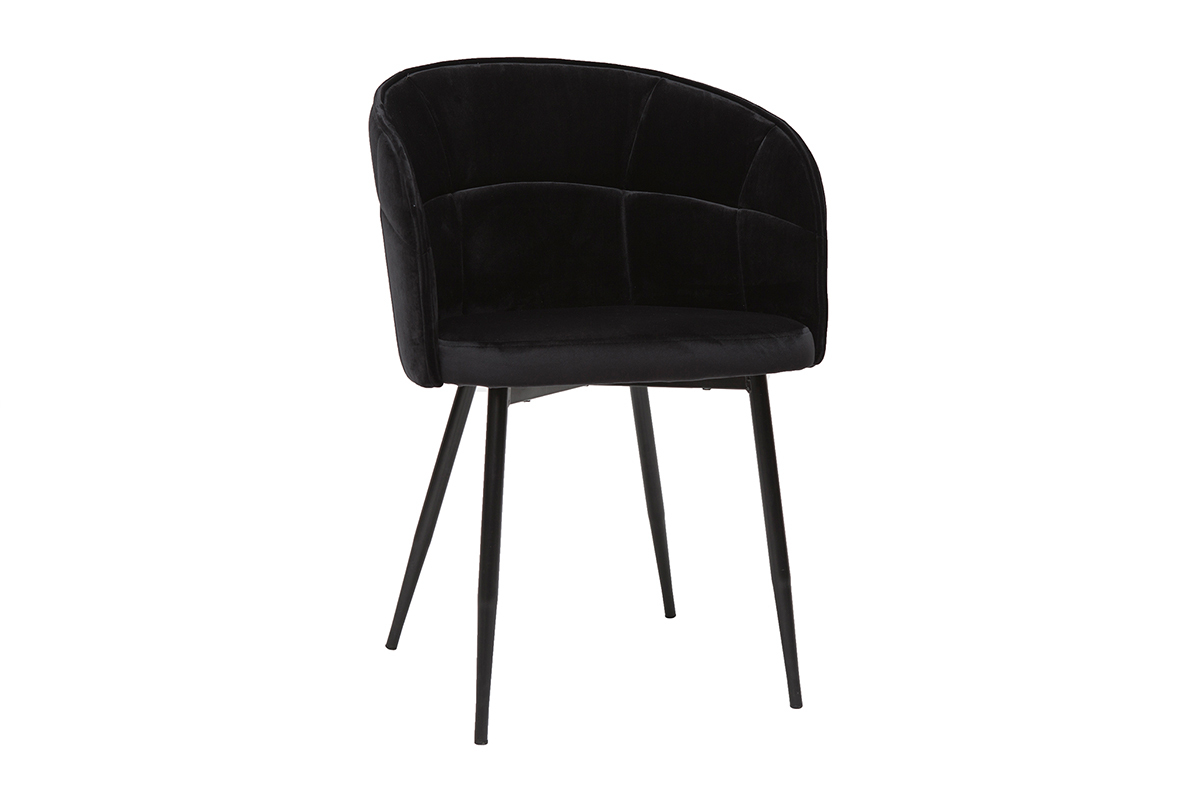 Chaise design noire en tissu velours et mtal JOLLY