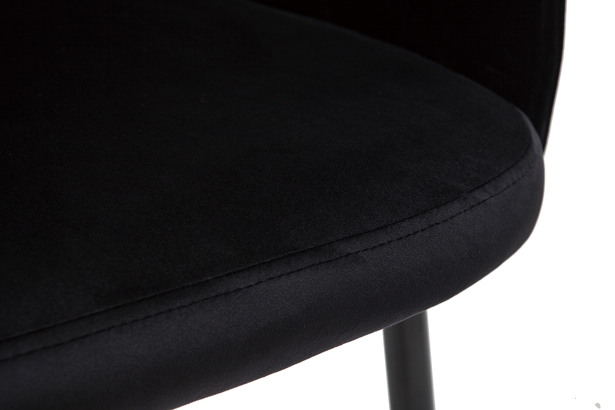 Chaise design noire en tissu velours et mtal JOLLY