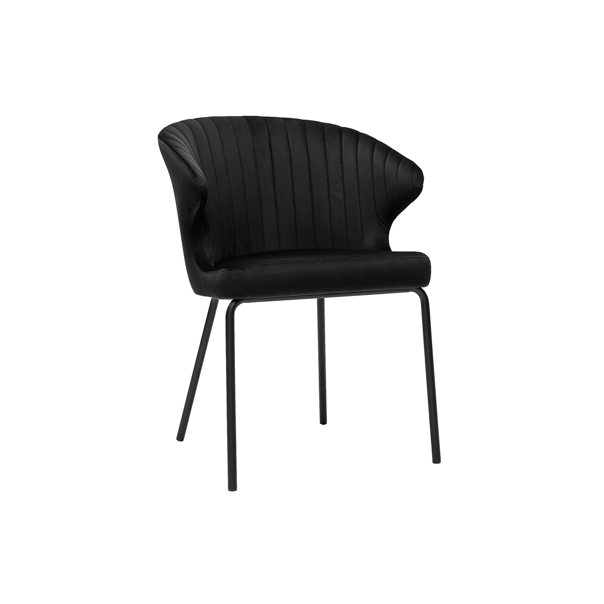Chaise design noires en tissu velours métal REQUIEM vue1