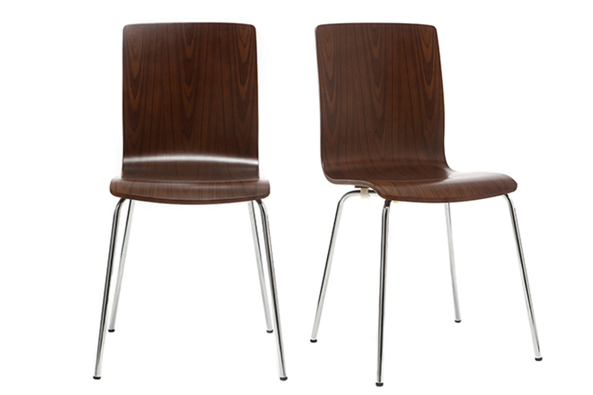 Chaise design noyer (lot de 2) NELLY