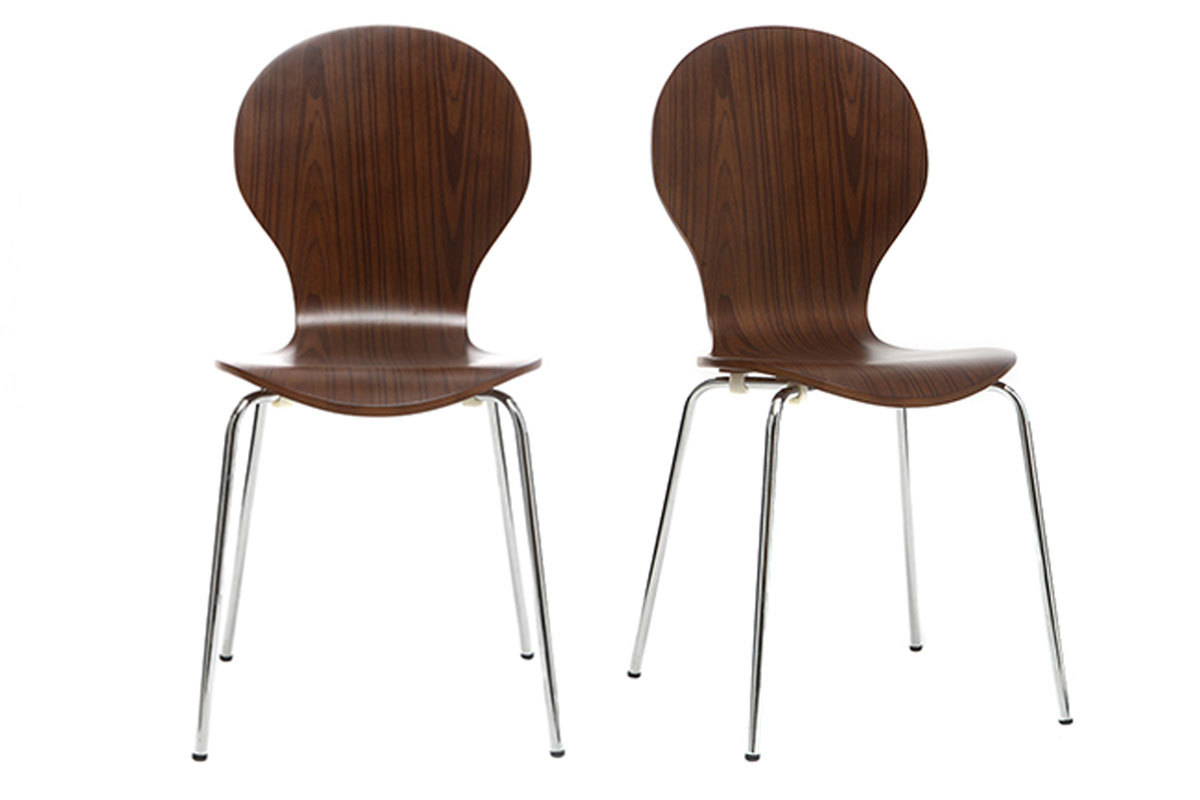 Chaise design noyer (lot de 2) NEW ABIGAIL