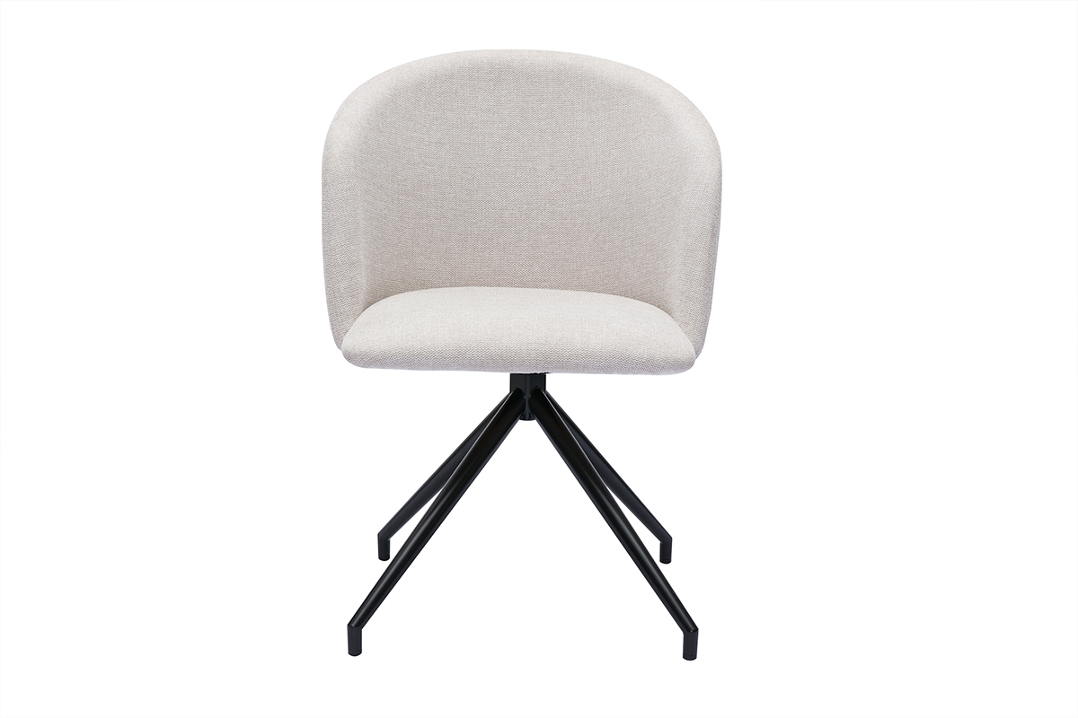 Chaise design pivotante 360� en tissu effet velours textur� beige et m�tal noir VANITY