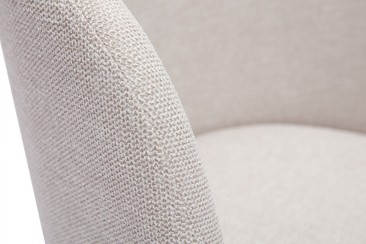 Chaise design pivotante 360� en tissu effet velours textur� beige et m�tal noir VANITY