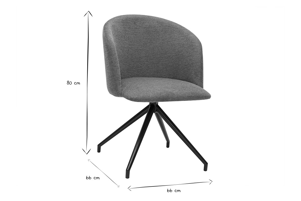 Chaise design pivotante 360� en tissu effet velours textur� terre brul�e et m�tal noir VANITY