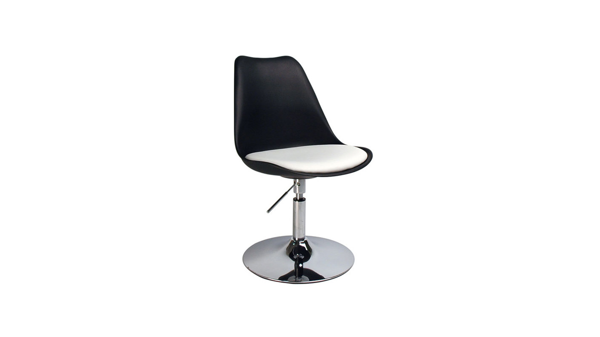 Chaise design pivotante noire avec assise blanche STEEVY