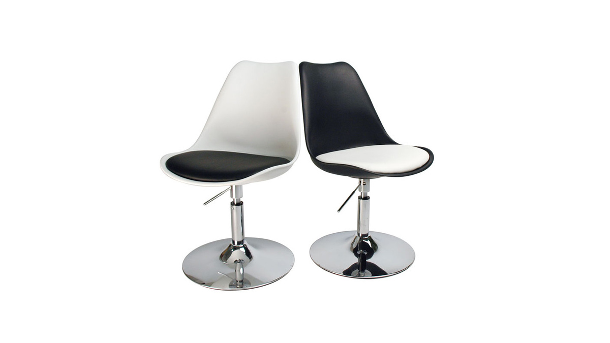 Chaise design pivotante noire avec assise blanche STEEVY