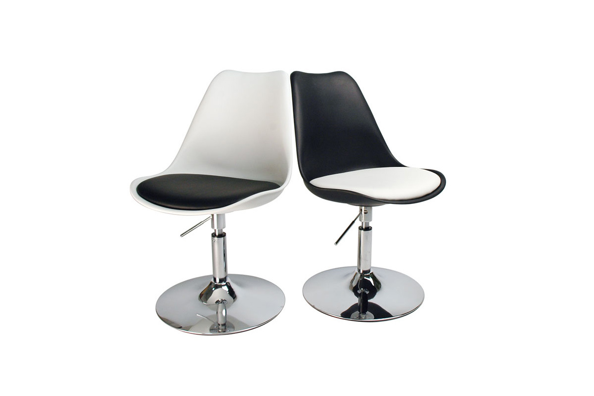 Chaise design pivotante noire avec assise blanche STEEVY