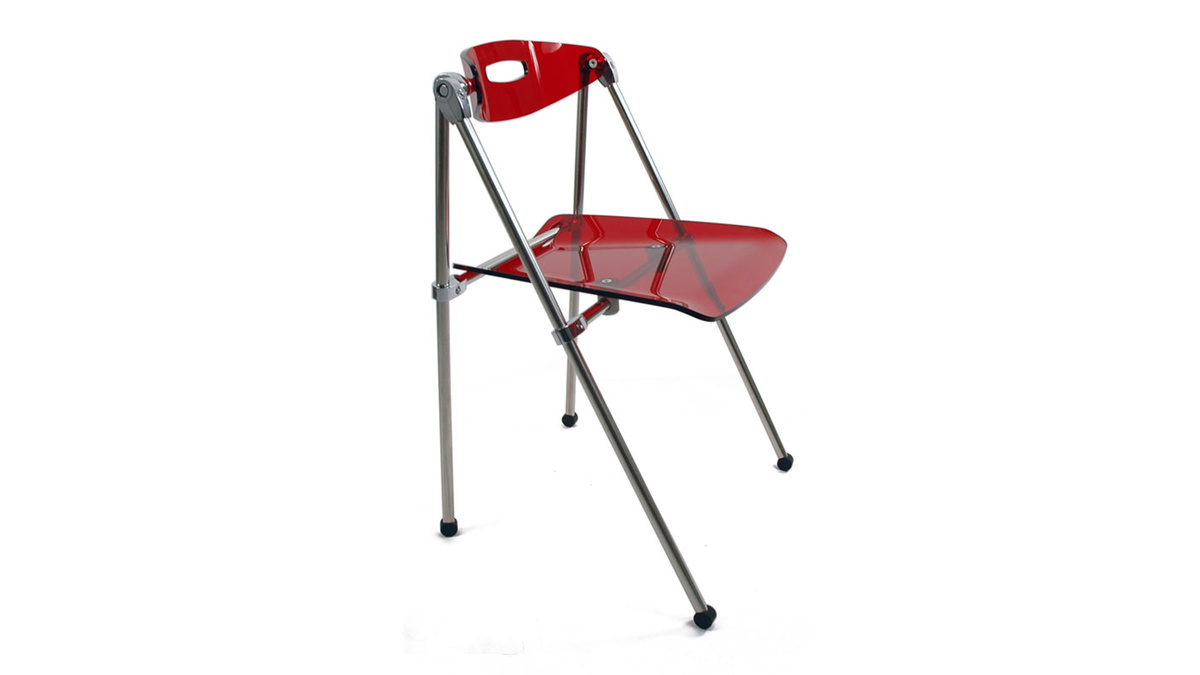 Chaise design plexiglas rouge pliante - lot de 4 JULIE