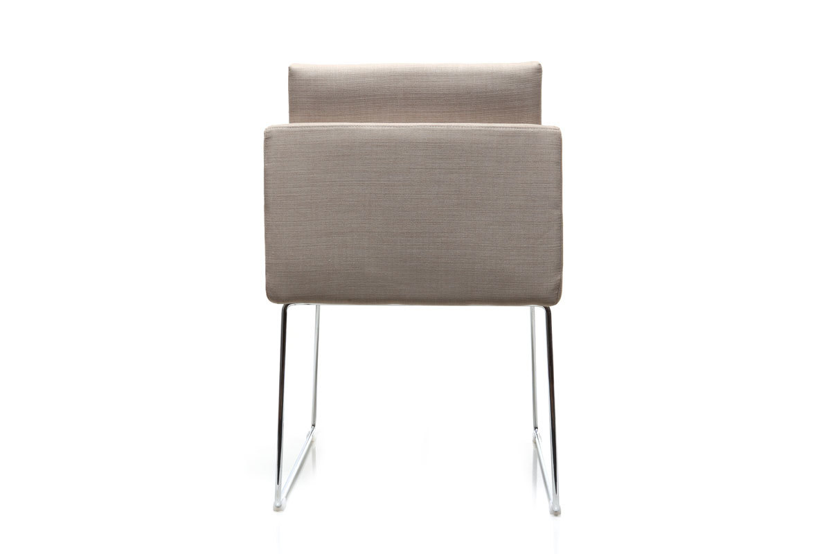 Chaise design polyester naturel et acier chrom� NEORA