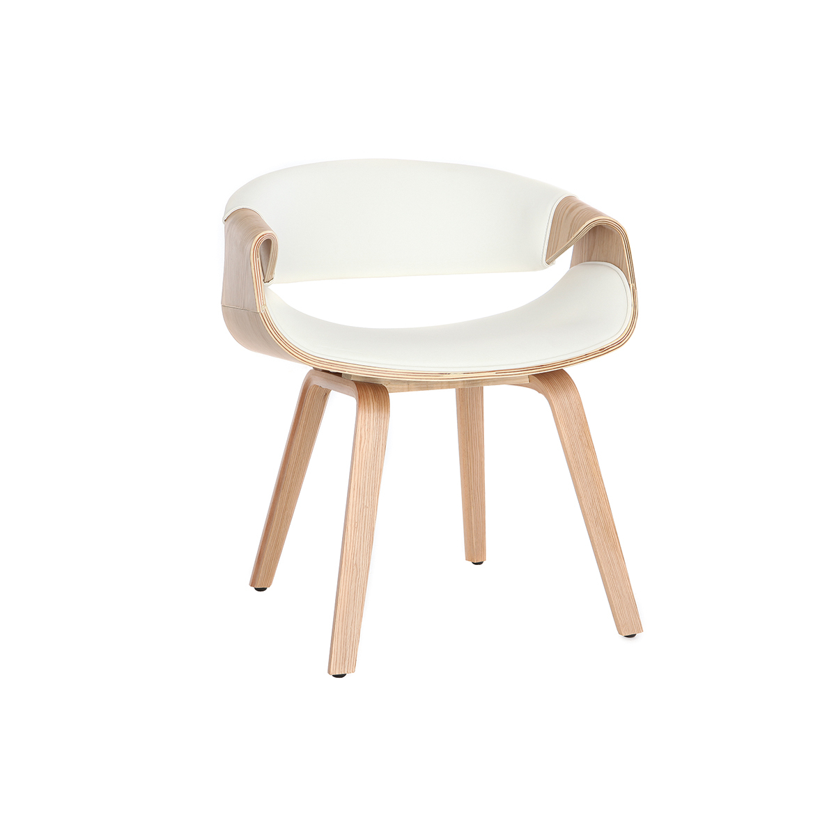 Chaise design scandinave blanc et bois clair ARAMIS vue1