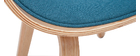 Chaise design tissu bleu canard et bois clair BENT