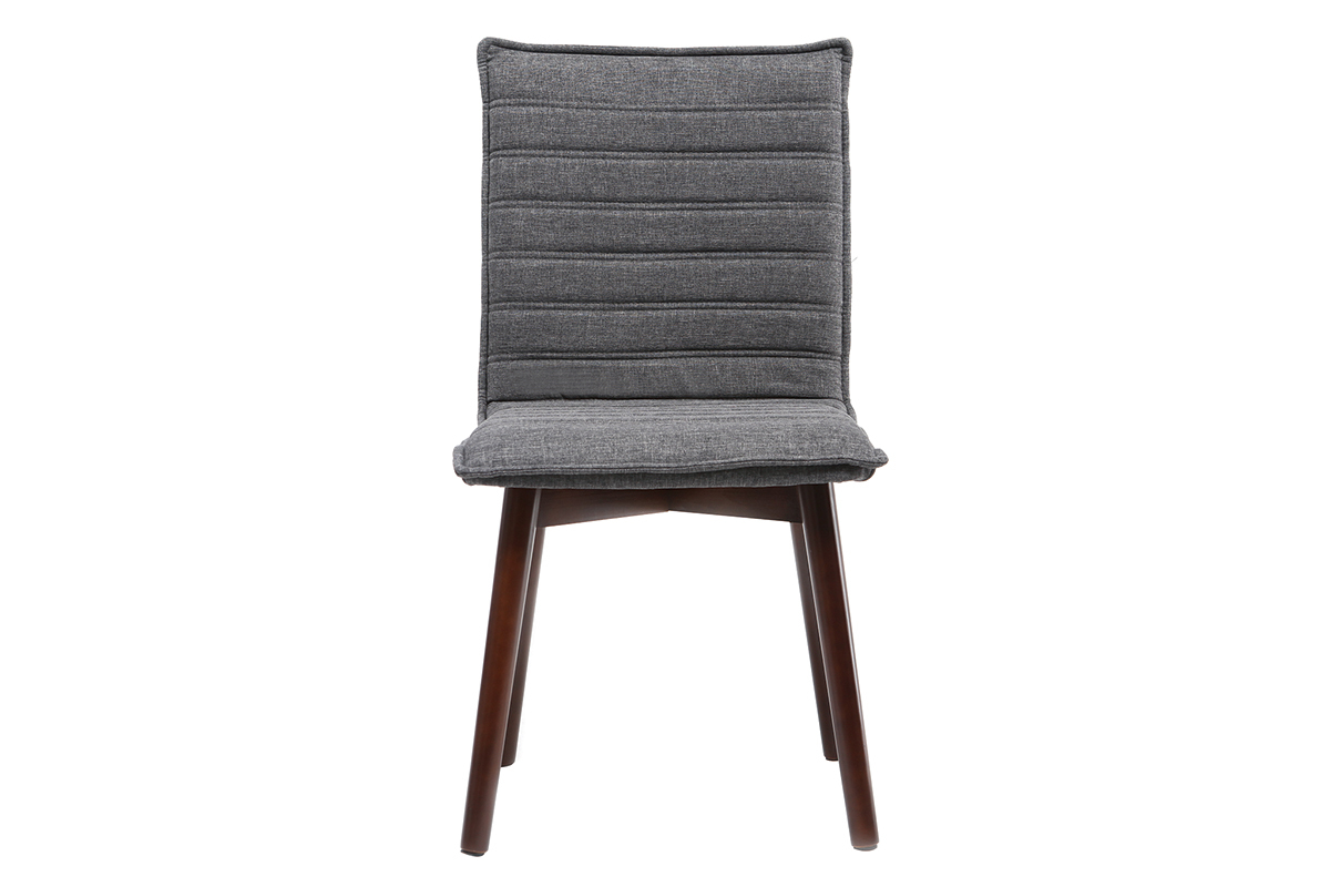 Chaise design tissu gris anthracite pieds bois fonc� (lot de 2) IZAL