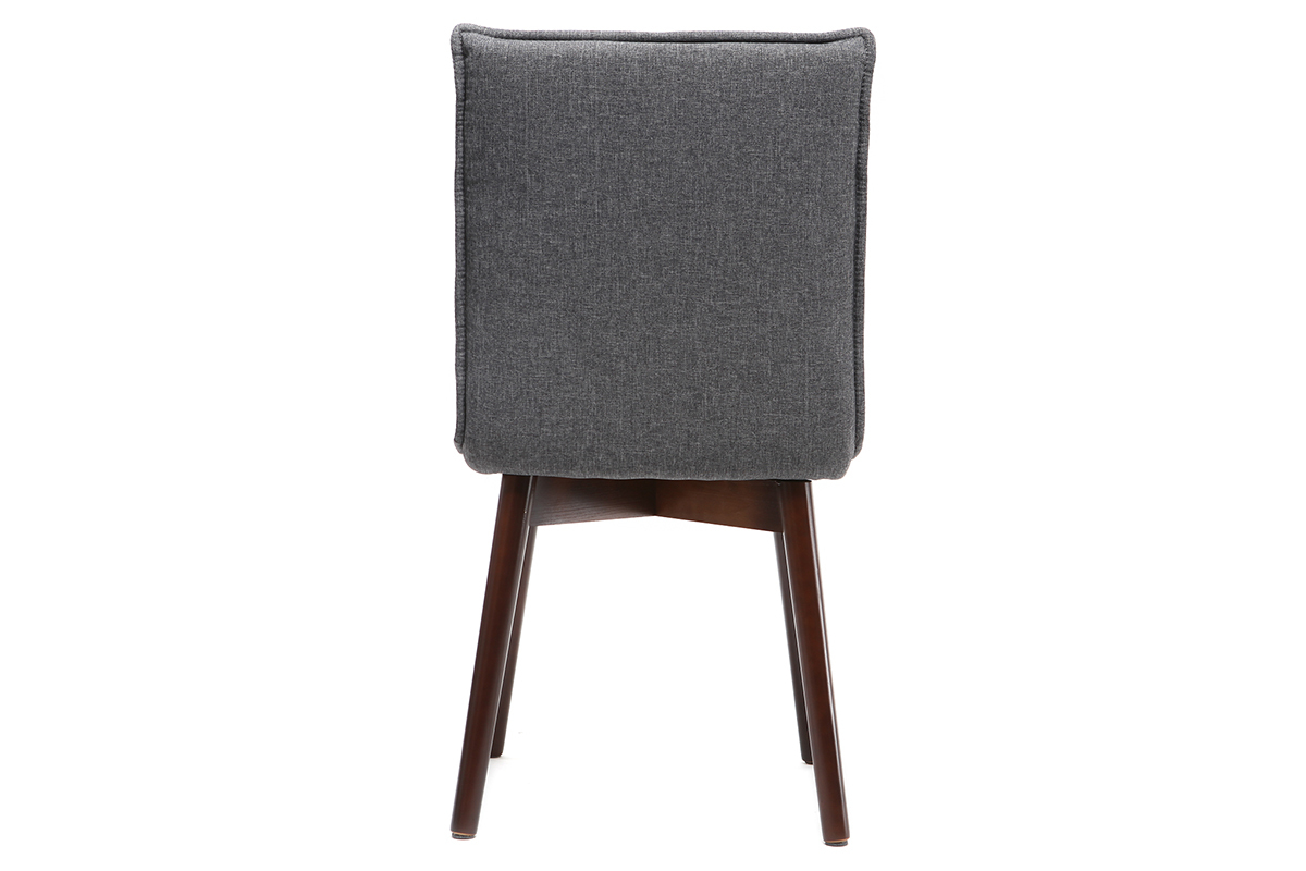 Chaise design tissu gris anthracite pieds bois fonc� (lot de 2) IZAL