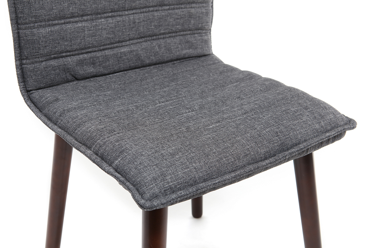 Chaise design tissu gris anthracite pieds bois fonc� (lot de 2) IZAL