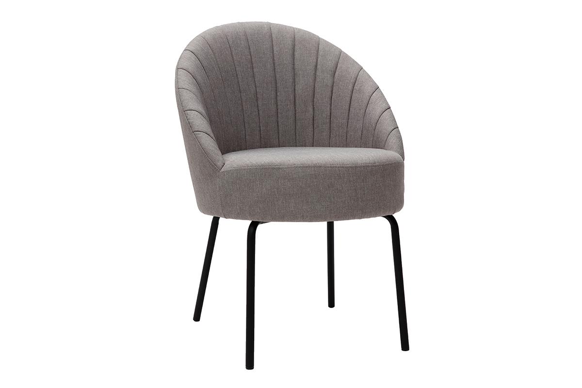 Chaise design tissu gris et m�tal noir IZAAC