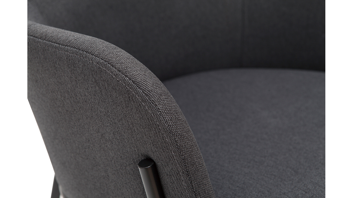 Chaise design tissu gris et métal noir TULUM