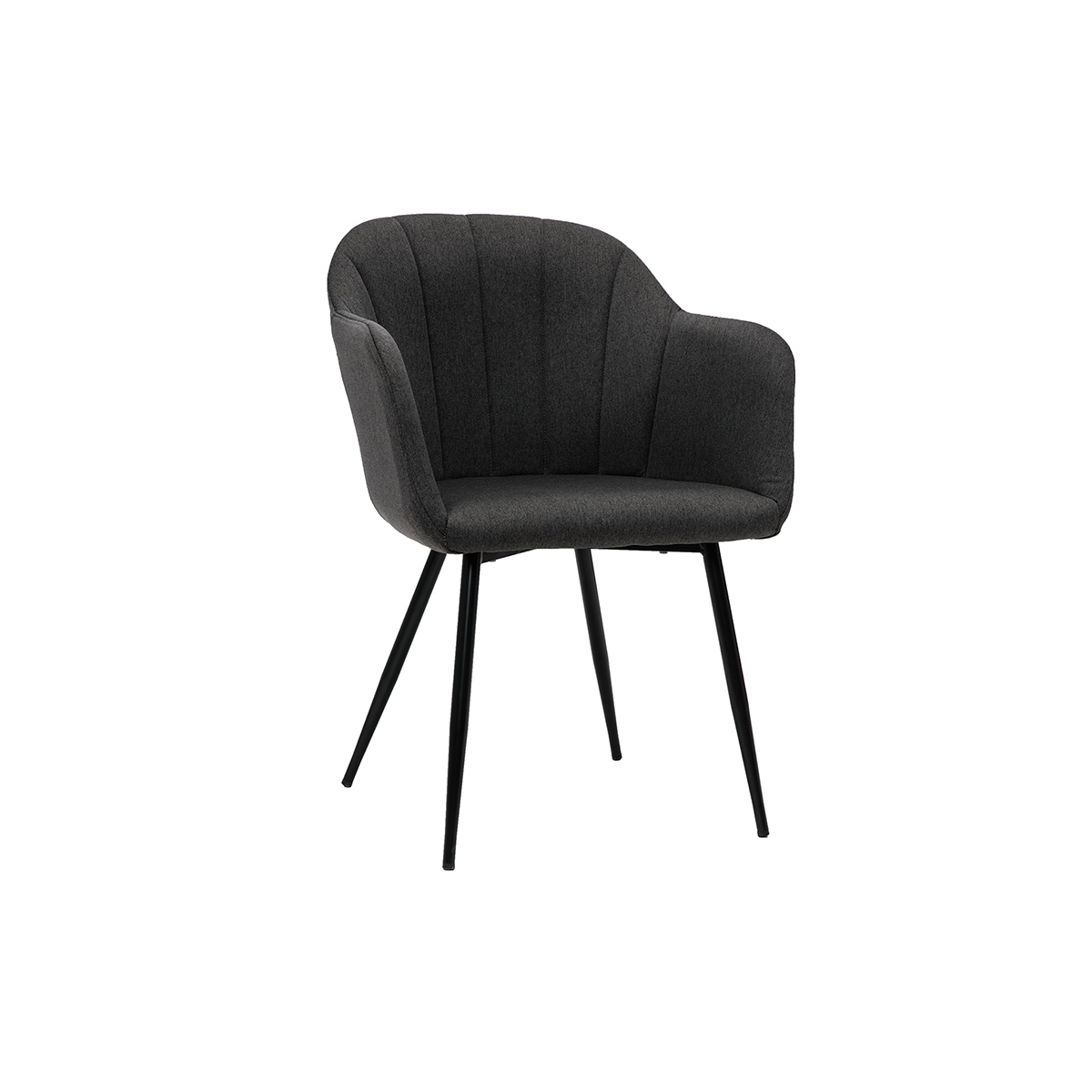 Chaise design tissu gris foncé et pieds métal noir MILLY vue1
