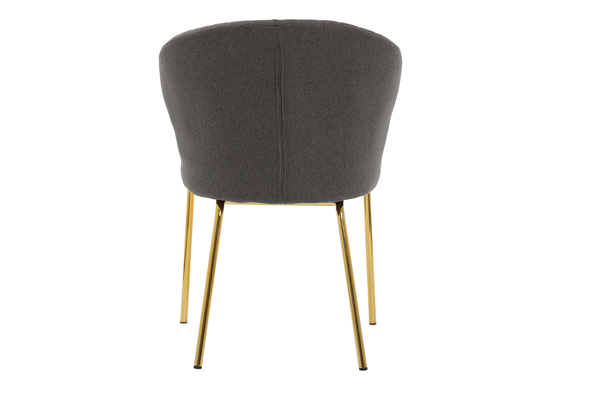 Chaise design tissu gris fonc� pieds m�tal dor� REQUIEM
