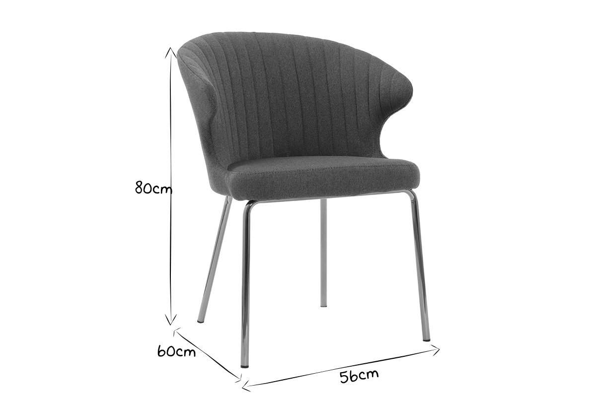 Chaise design tissu gris fonc� pieds m�tal dor� REQUIEM