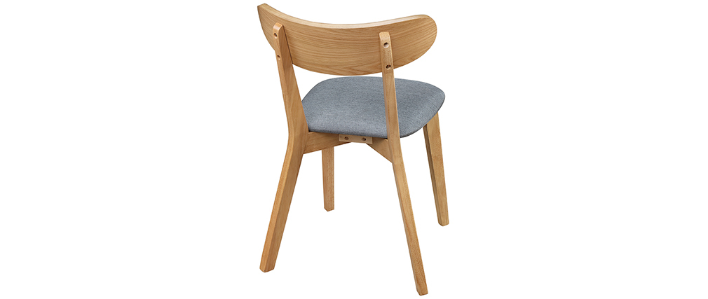 Chaise design vintage grise et pieds bois (lot de 2) MARIK