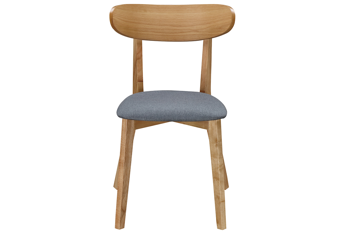 Chaise design vintage grise et pieds bois (lot de 2) MARIK