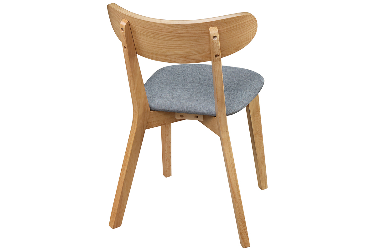Chaise design vintage grise et pieds bois (lot de 2) MARIK
