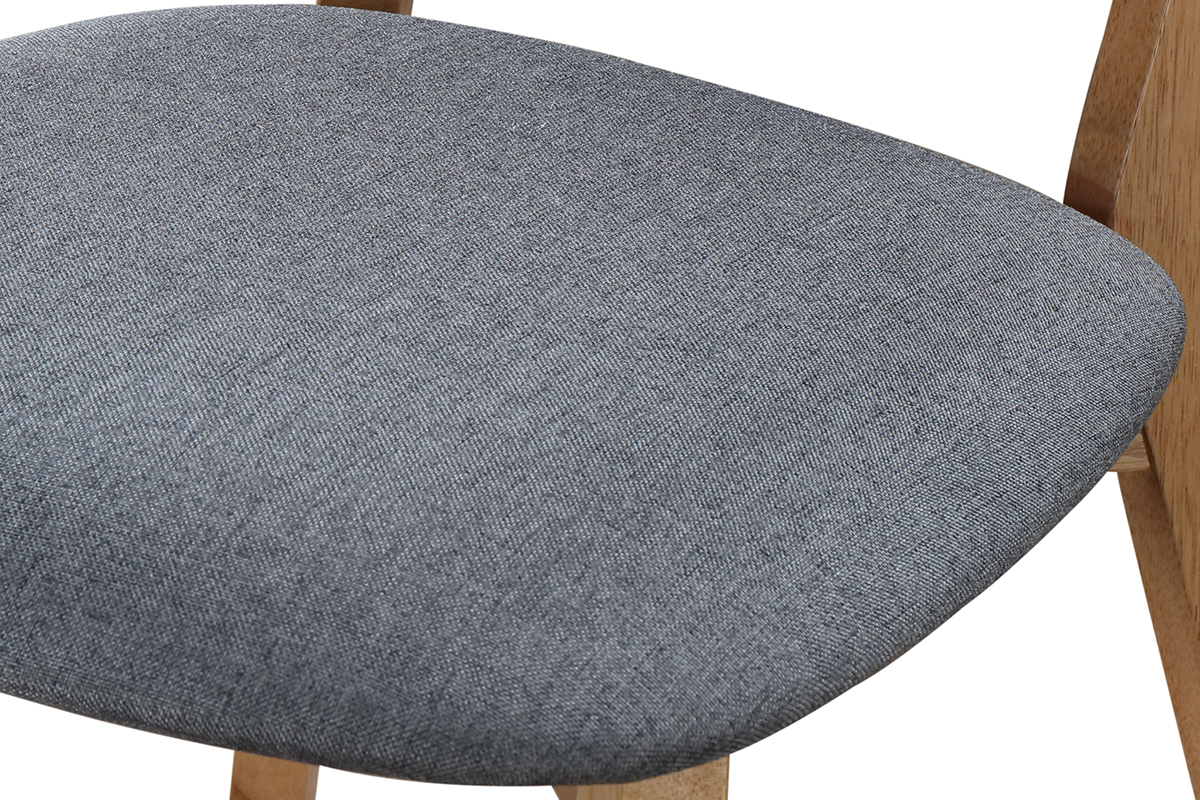 Chaise design vintage grise et pieds bois (lot de 2) MARIK