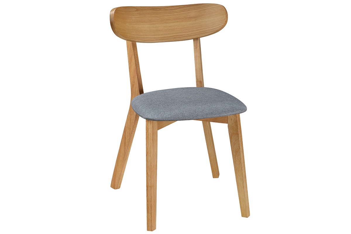 Chaise design vintage grise et pieds bois (lot de 2) MARIK