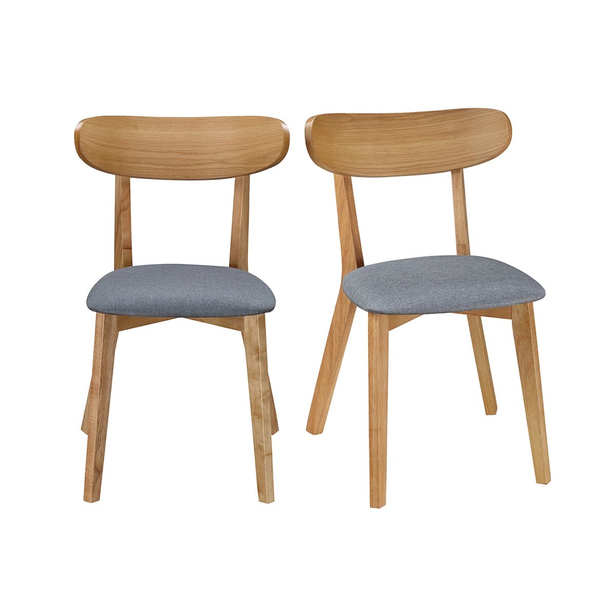 Chaise design vintage grise et pieds bois (lot de 2) MARIK vue1