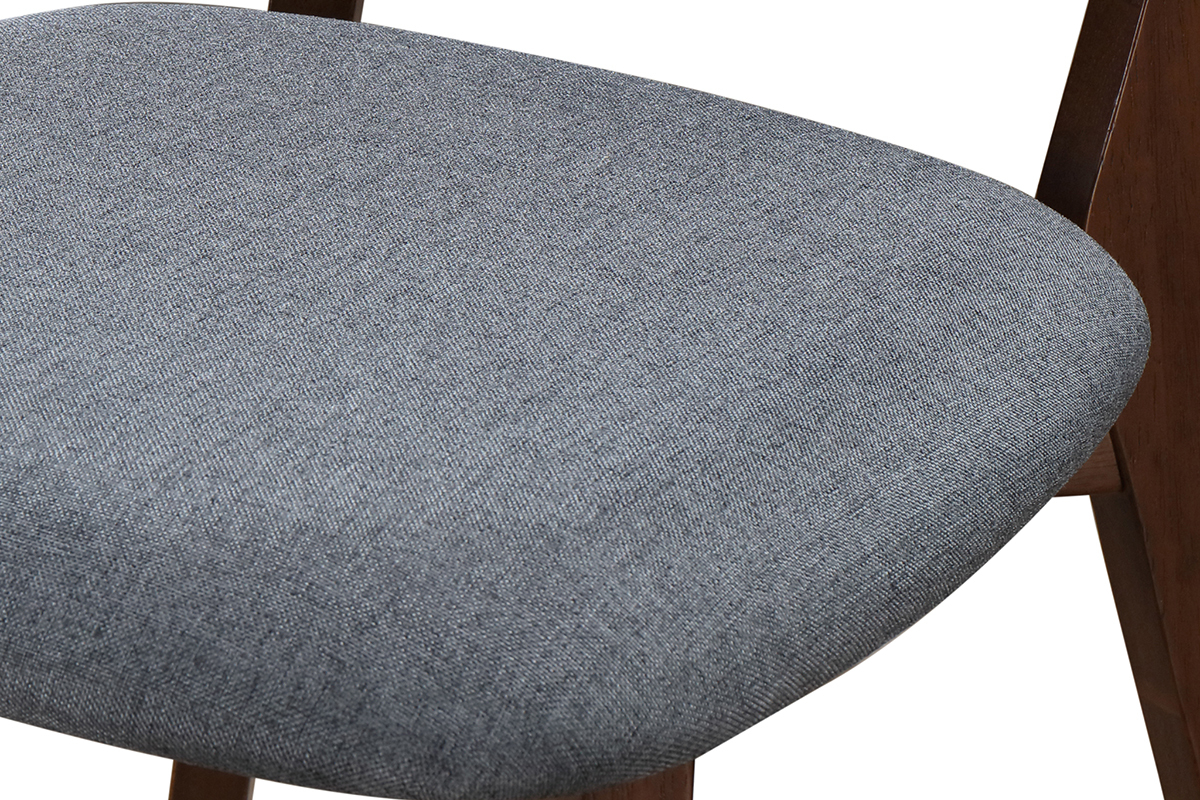 Chaise design vintage grise et pieds noyer (lot de 2) MARIK