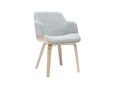 Chaise en tissu chenille gris et bois clair EARL