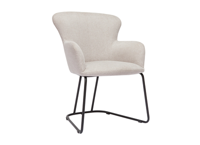 Chaise en tissu effet velours texturé beige et métal noir BRITT