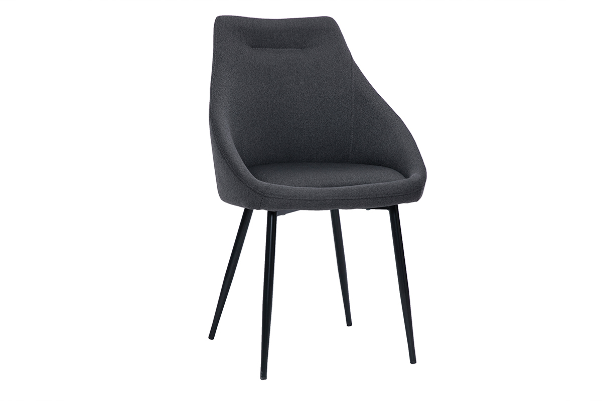 Chaise en tissu gris fonc� et m�tal noir BOOMER