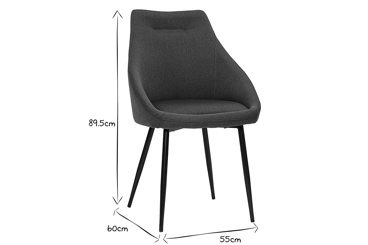 Chaise en tissu gris fonc� et m�tal noir BOOMER