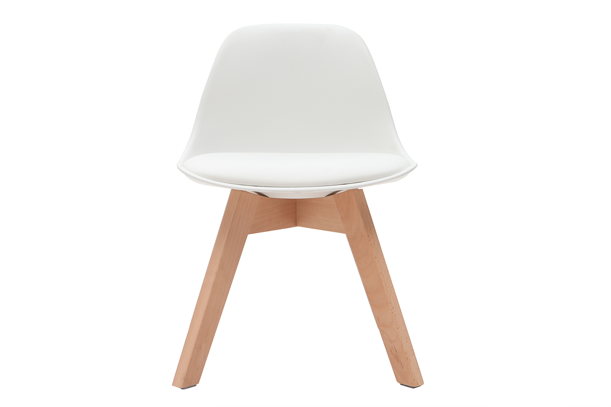 Chaise enfant blanche avec pieds bois BABY PAULINE
