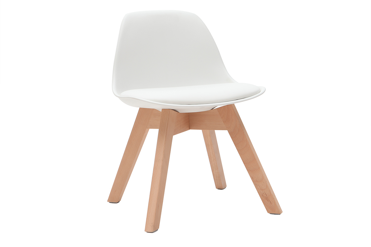 Chaise enfant blanche avec pieds bois BABY PAULINE