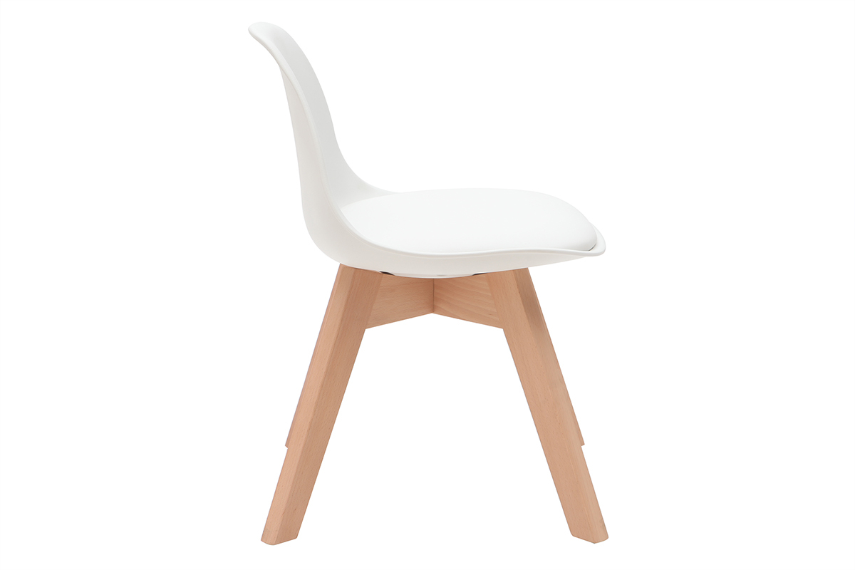 Chaise enfant blanche avec pieds bois BABY PAULINE