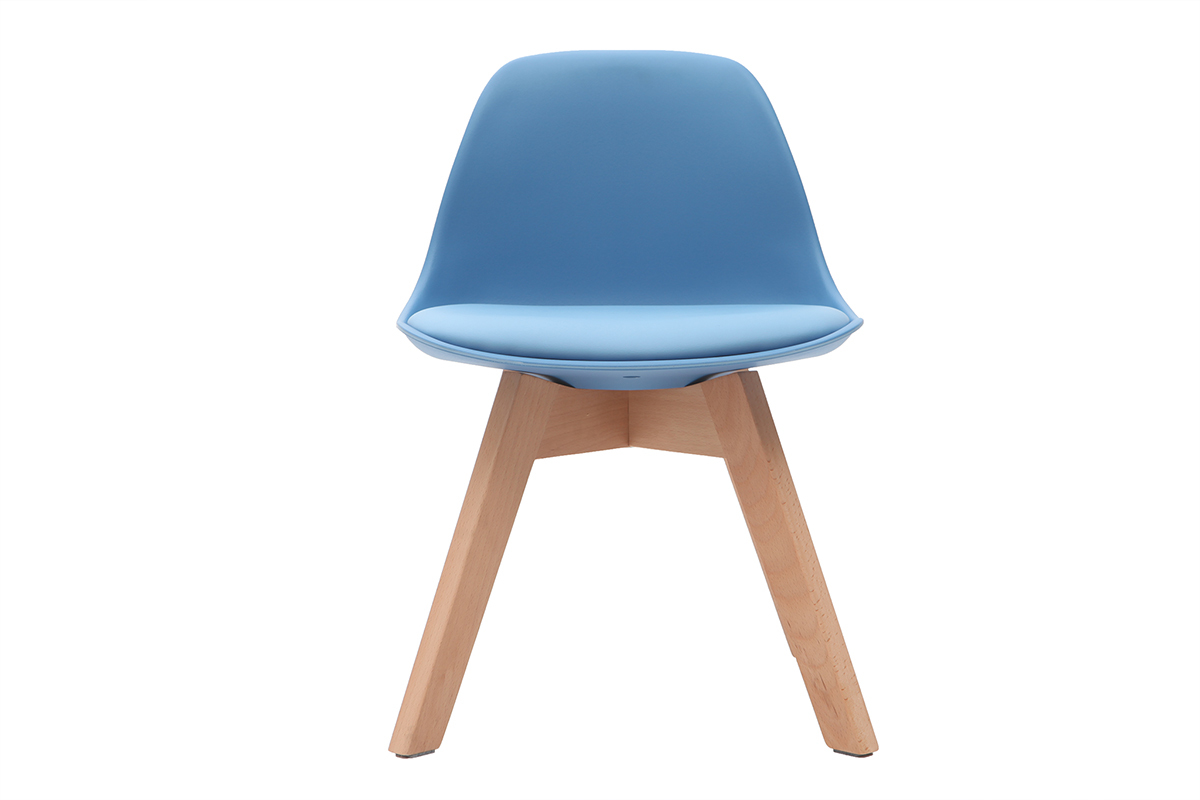 Chaise enfant design bleu avec pieds bois BABY PAULINE