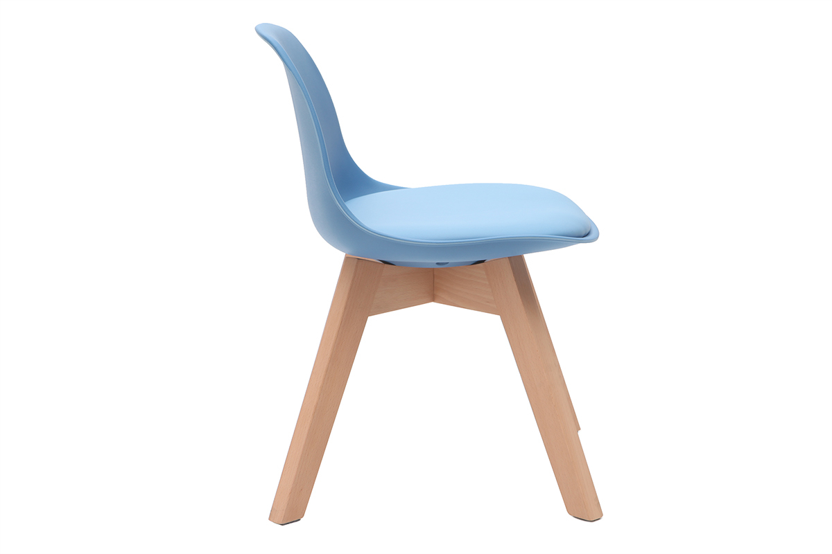 Chaise enfant design bleu avec pieds bois BABY PAULINE