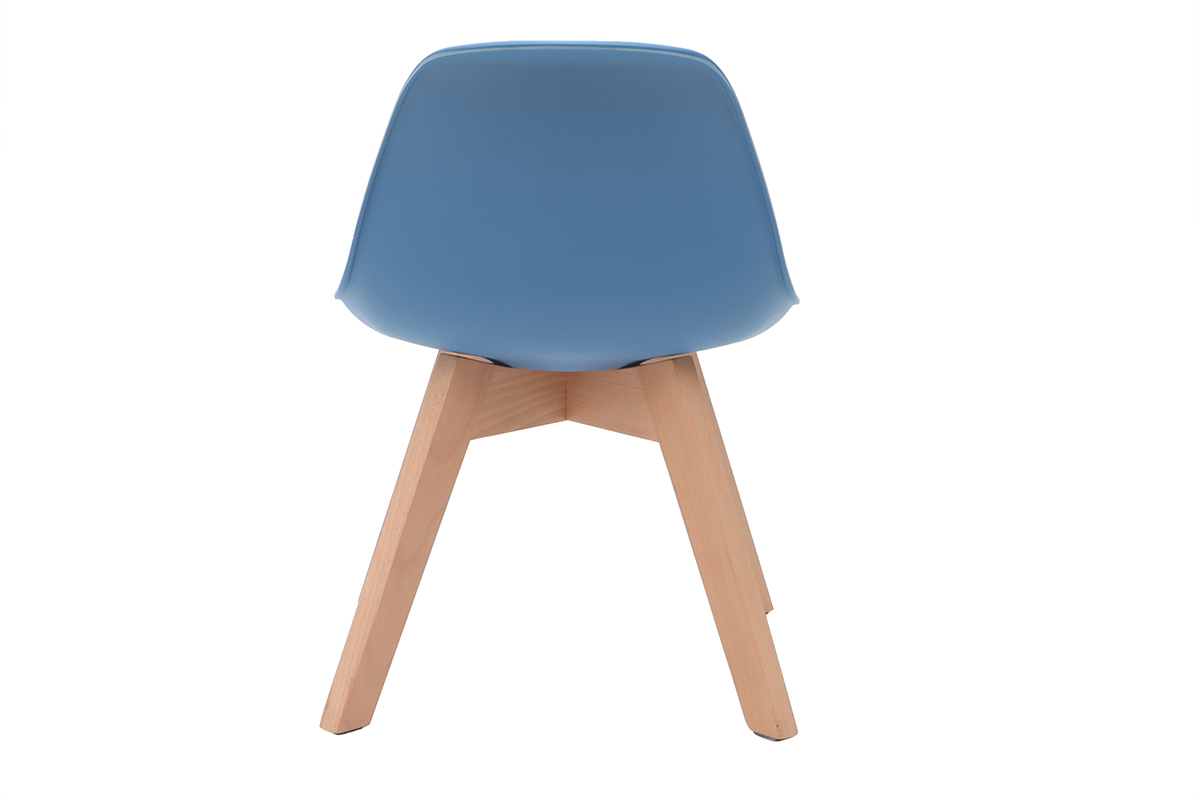 Chaise enfant design bleu avec pieds bois BABY PAULINE