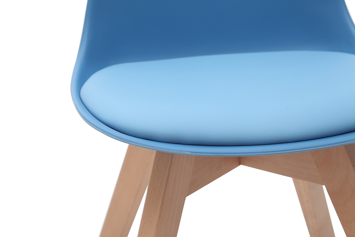 Chaise enfant design bleu avec pieds bois BABY PAULINE