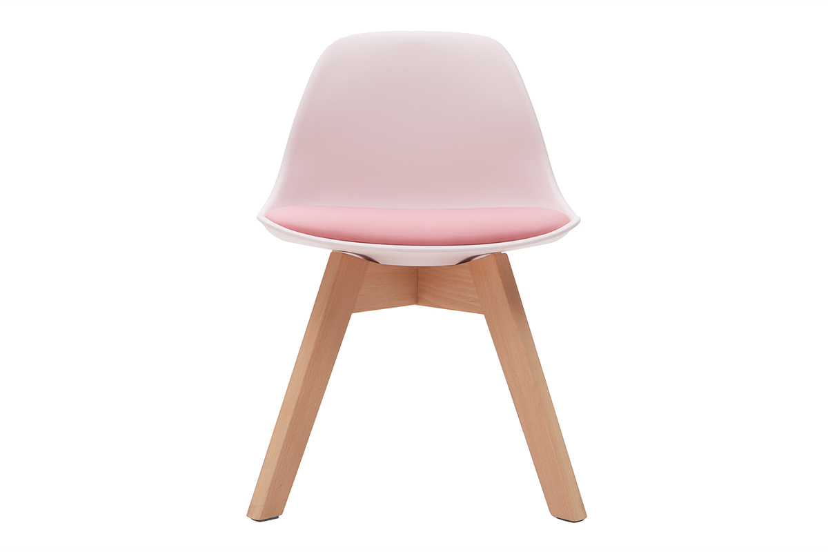 Chaise enfant rose avec pieds bois BABY PAULINE