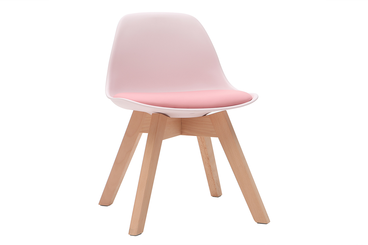 Chaise enfant rose avec pieds bois BABY PAULINE