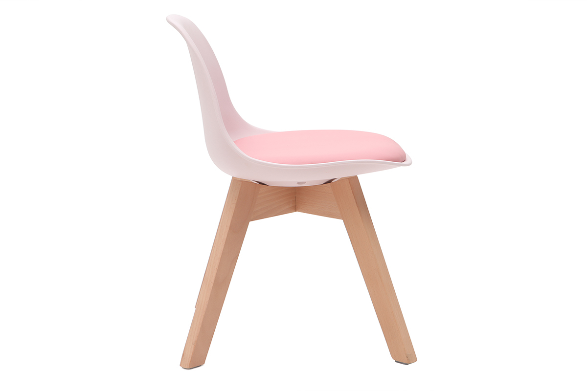 Chaise enfant rose avec pieds bois BABY PAULINE