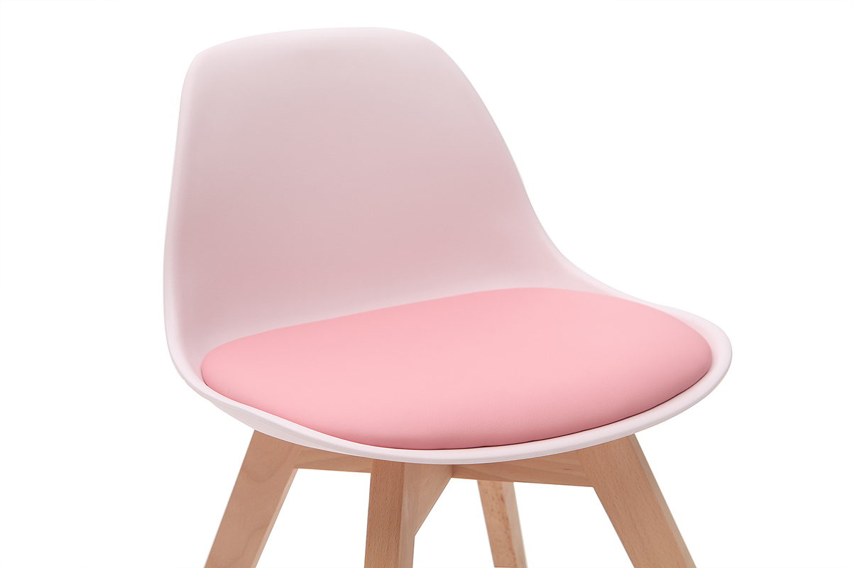 Chaise enfant rose avec pieds bois BABY PAULINE