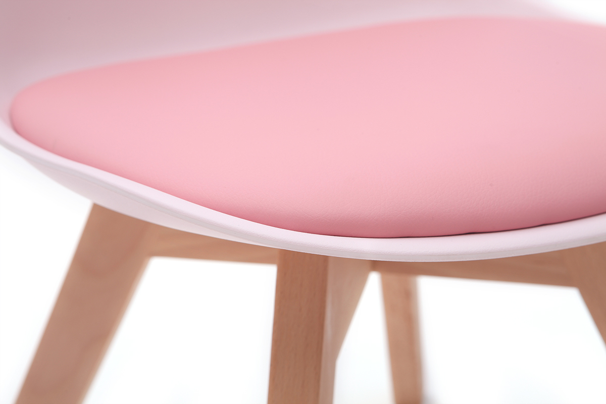 Chaise enfant rose avec pieds bois BABY PAULINE