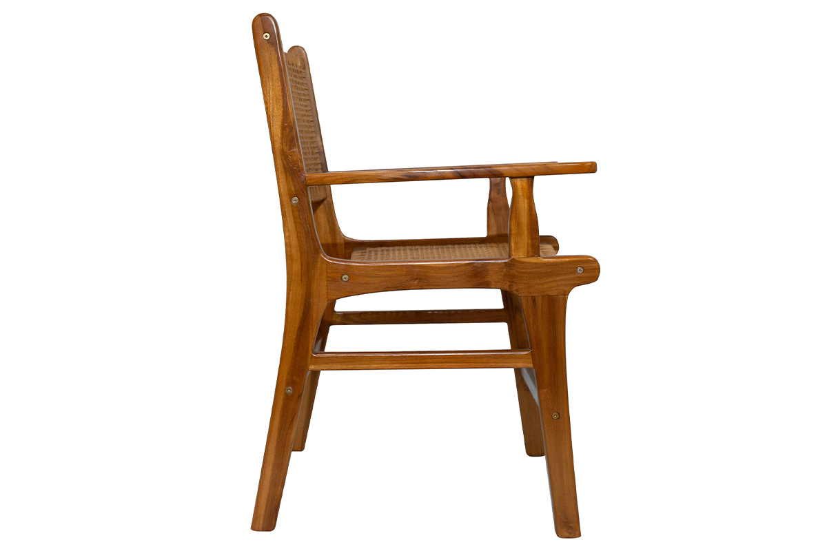 Chaise ethnique en bois teck massif et cannage rotin GAWA